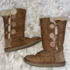 UGG Tan Shearling Button Boots